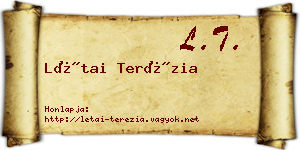 Létai Terézia névjegykártya
